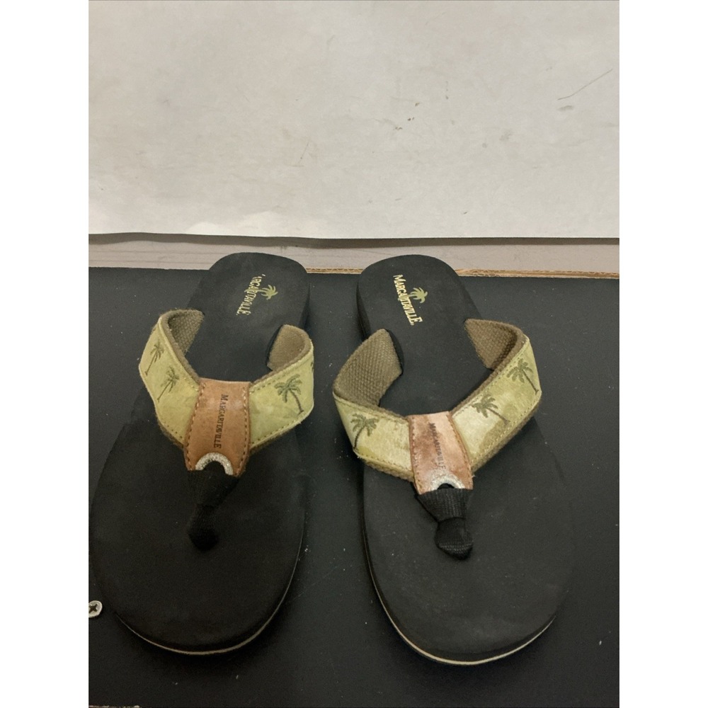 Margaritaville Flip Flop Thong Sandals Womens 9 Tan Palm Tree Breezy MG1052K